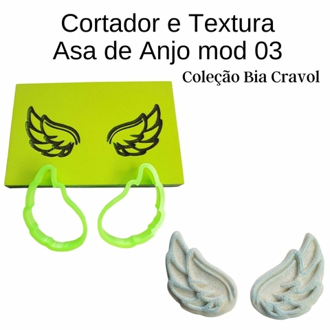 Cortador e Textura Asa de Anjo - mod 03 - coleção Bia Cravol