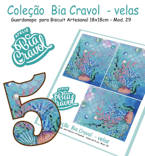 Guardanapo Cenário para Velas de Biscuit - Mod 29- Coleção Bia Cravol