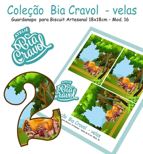 Guardanapo Cenário para Velas de Biscuit - Mod 16 - Coleção Bia Cravol