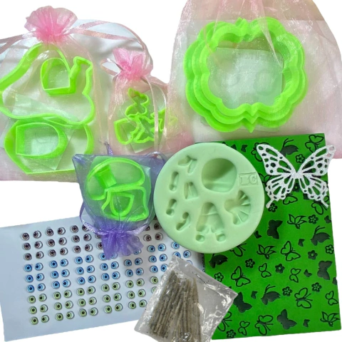 Kit para decorar velas de biscuit - Jardim das Borboletas - cod 01 - Coleção Bia Cravol