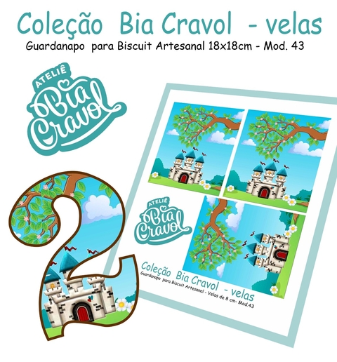 Guardanapo Cenário para Velas de Biscuit - Mod 43 - Coleção Bia Cravol