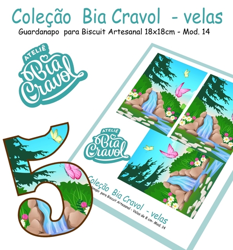 Guardanapo Cenário para Velas de Biscuit - Mod 14 - Coleção Bia Cravol