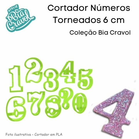 Cortador de Biscuit - Números Torneados - 6cm - Coleção Bia Cravol