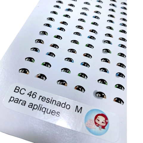 Olhos resinados BC 46 - Tam M - 45 pares - para apliques - Bia Cravol