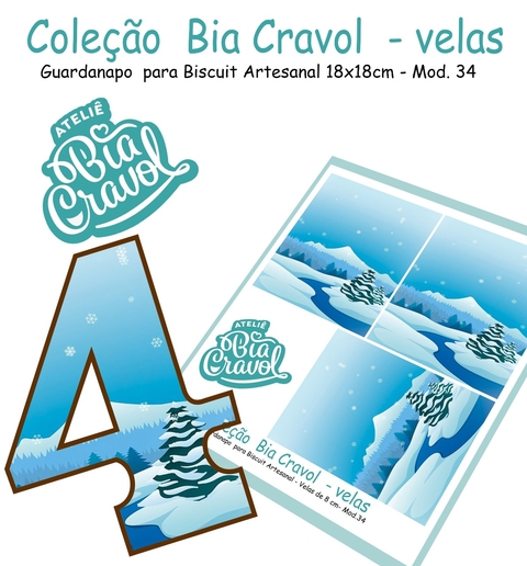Guardanapo Cenário para Velas de Biscuit - Mod 34 - Coleção Bia Cravol