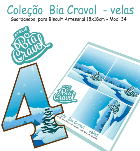 Guardanapo Cenário para Velas de Biscuit - Mod 34 - Coleção Bia Cravol