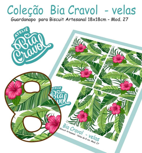 Guardanapo Cenário para Velas de Biscuit - Mod 27- Coleção Bia Cravol