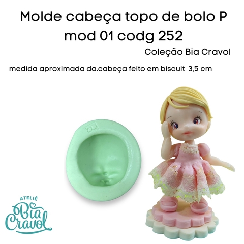 Molde de Silicone Cabecinha topo de bolo mod 01 P - cod 252 - Bia Cravol