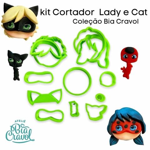 Kit de Cortador de Biscuit Lady e Cat - Coleção Bia Cravol