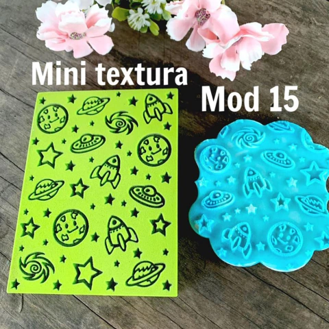 MINI Textura de Emborrachado Mod 15 - Planetas e foguetes - 10x7,5 cm