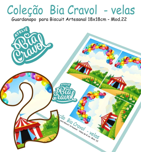 Guardanapo Cenário para Velas de Biscuit - Mod 22 - Coleção Bia Cravol