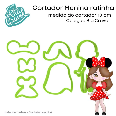 Corta da Menina Ratinha de 10 cm - Coleção Bia Cravol