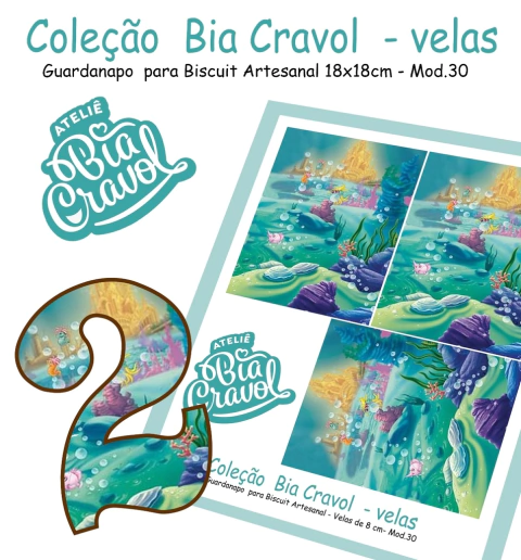 Guardanapo Cenário para Velas de Biscuit - Mod 30 - Coleção Bia Cravol