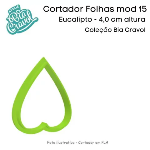 Cortador de Porcelana Fria - Folhas mod 15 - Eucalipto coração - Coleção Bia Cravol