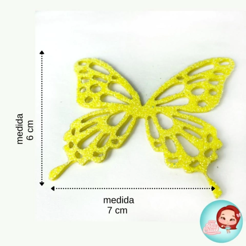 ASAS DE BORBOLETA DE EVA COM GLITTER - B01 - 7CM x 6CM - PACOTE COM 5 UNIDADES