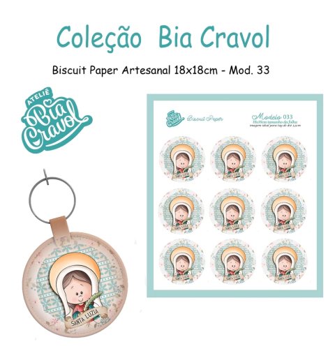 Biscuit Paper - Tag para Biscuit - Mod 33 - Santa Luzia - Coleção Bia Cravol