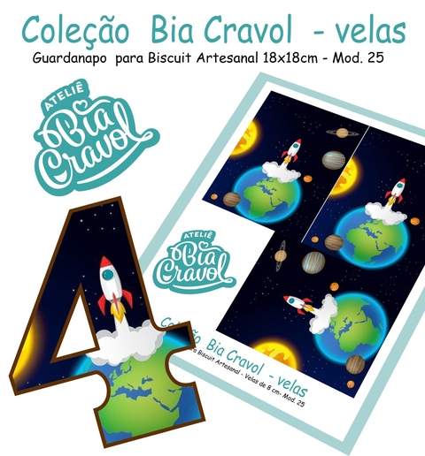 Guardanapo Cenário para Velas de Biscuit - Mod 25 - Coleção Bia Cravol