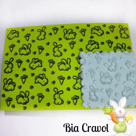 Textura de Emborrachado Mod 108 - Coelhinho Dengoso - 10x15 cm