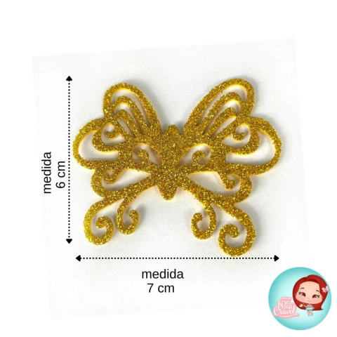 ASAS DE BORBOLETA DE EVA COM GLITTER - PACOTE COM 5 UNIDADES - B05 - 7CM X 6CM