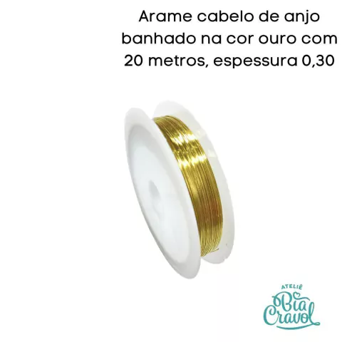 Rolo de arame banhado - cabelo de anjo 20 m - cor ouro - 0,30 mm