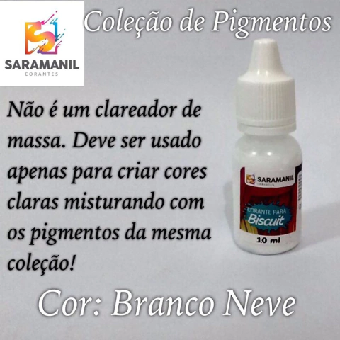 Corante Pigmento Líquido - Branco Neve - 10 ml - Saramanil