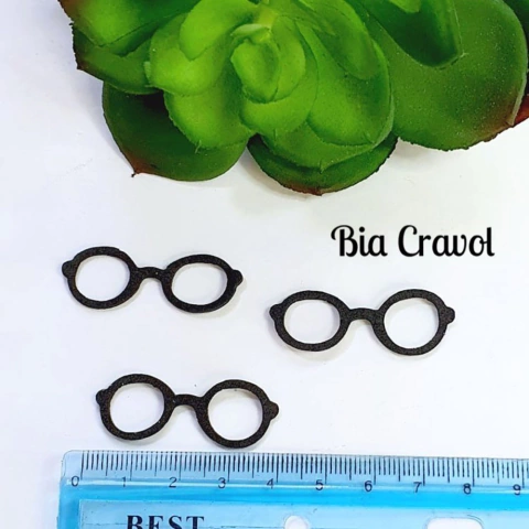 Óculos de EVA redondo - 4 cm - Preto - 12 unidades