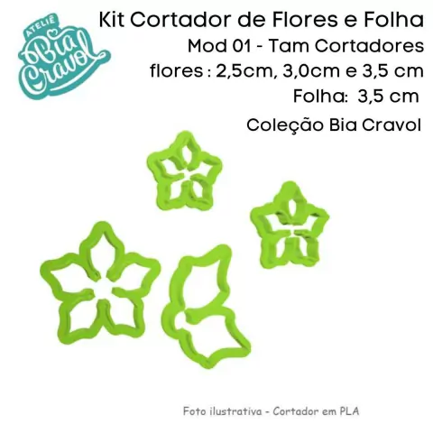 Kit de Cortador de Flores e Folha mod 01 - Coleção Bia Cravol