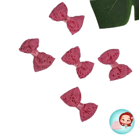 Laço gravata de crochê - Rosa Chá - 5 un