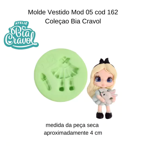 Molde de Silicone Vestido Mod 05 - Cod 162 - Coleção Bia Cravol