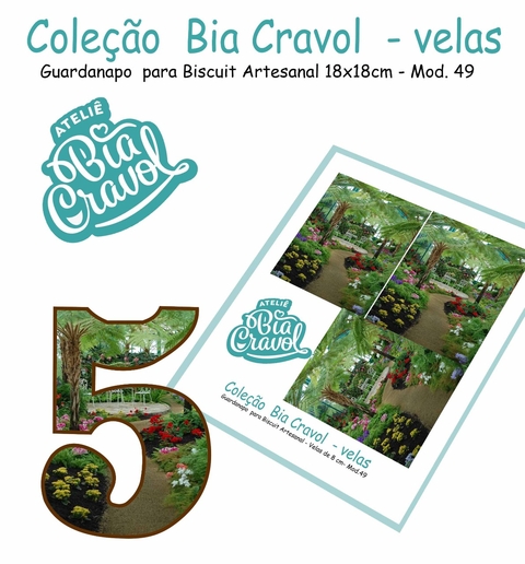 Guardanapo Cenário para Velas de Biscuit - Mod 49 - Arvore de Natal - Coleção Bia Cravol