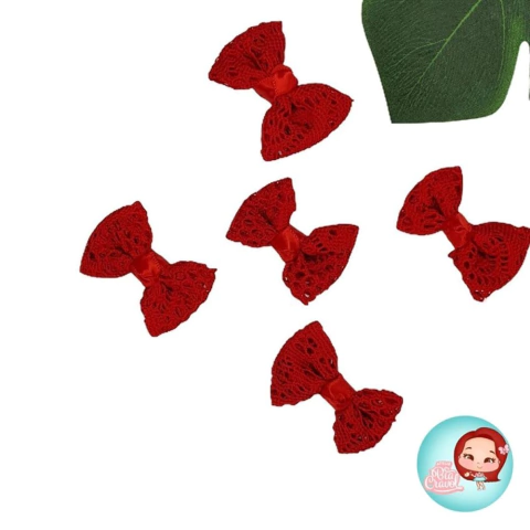 Laço gravata de crochê - Vermelho - 5 un