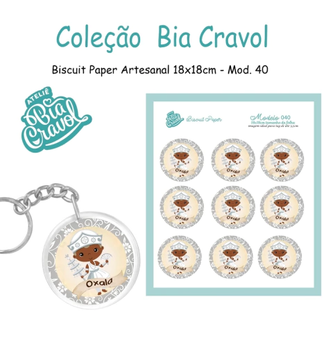 Biscuit Paper - Tag para Biscuit - Mod 40 - Oxalá - Coleção Bia Cravol