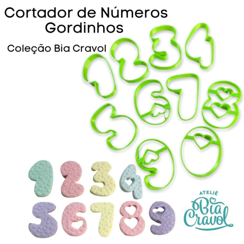 Cortador de Números Gordinhos para Velas Coração - Coleção Bia Cravol