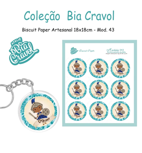 Biscuit Paper - Tag para Biscuit - Mod 43 - Ogum - Coleção Bia Cravol