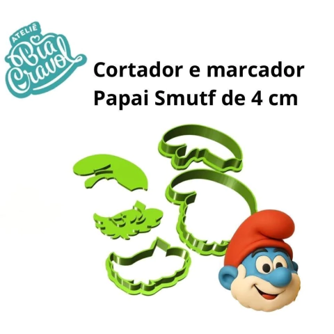 Cortador Papai Smurf - Turma dos Smurfs - cod 701 - Coleção Bia Cravol