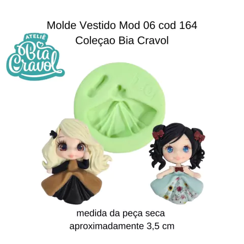 Molde de Silicone Vestido Mod 06 - Cod 164 - Coleção Bia Cravol