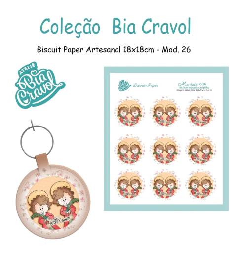Biscuit Paper - Tag para Biscuit - Mod 26 - São Cosme e Damião - Coleção Bia Cravol