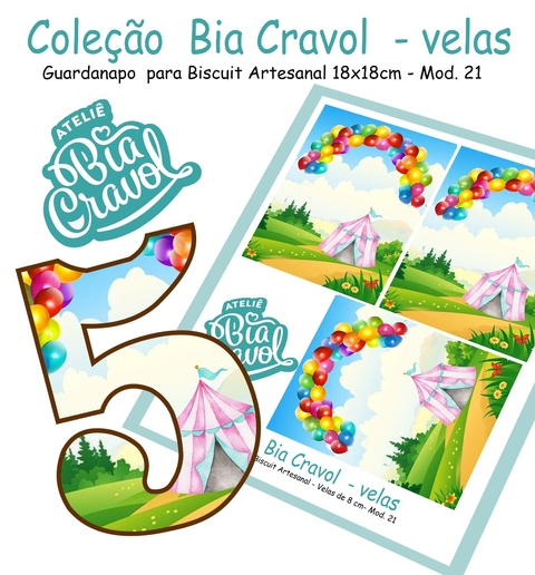 Guardanapo Cenário para Velas de Biscuit - Mod 21 - Coleção Bia Cravol
