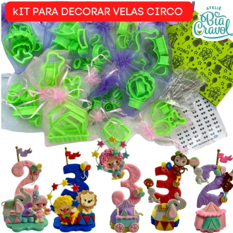 Kit para decorar Velas - Circo - Coleção Bia Cravol