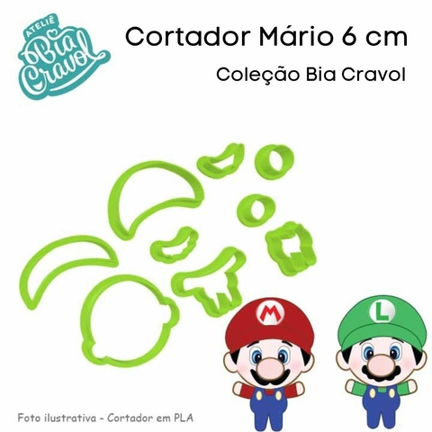 Cortador de Biscuit Mario e Luigi - 6 cm - Coleção Bia Cravol