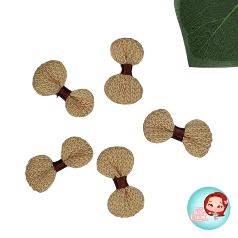 Laço de crochê - Creme com Marrom - 5 un