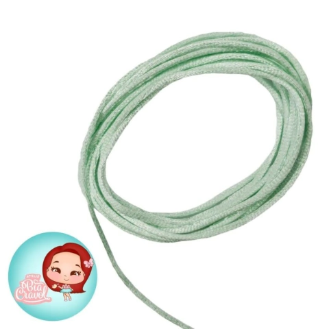 Cordão de poliéster - Verde bebê - rabo de rato 2 mm - 5 metros