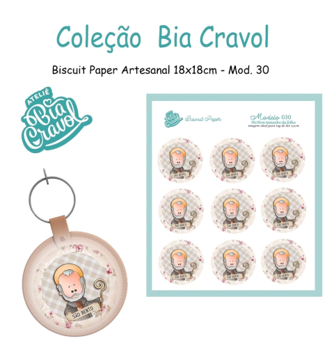 Biscuit Paper - Tag para Biscuit - Mod 30 - São Bento - Coleção Bia Cravol