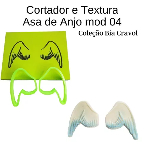 Cortador e Textura Asa de Anjo - mod 04 - coleção Bia Cravol