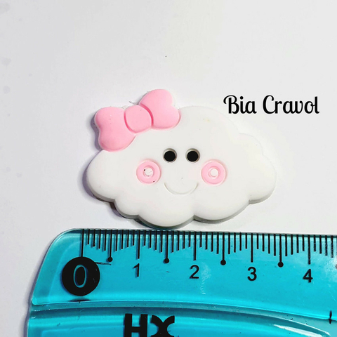 Aplique de silicone - Mini Nuvem rosa - 3,5 cm - 1 unid