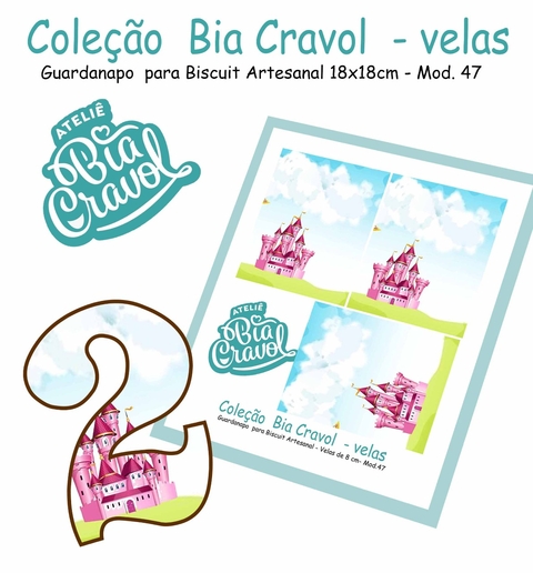 Guardanapo Cenário para Velas de Biscuit - Mod 47 - Coleção Bia Cravol
