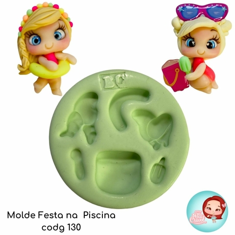 Molde de Silicone Festa na Piscina cod 130 - coleção Bia Cravol para apliques
