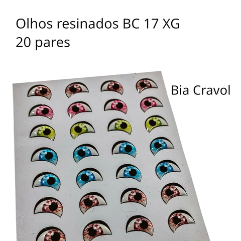 Olhos Resinados BC 17 - Tam XG - 20 pares - Bia Cravol