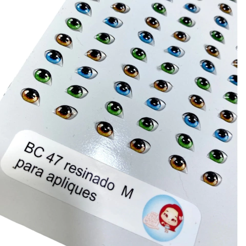 Olhos resinados BC 47 - Tam M - 45 pares - para apliques - Bia Cravol