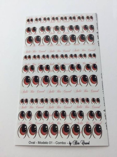 Olhos Adesivos - Oval - Mod 01 - Combo Marrom - By Bia Cravol